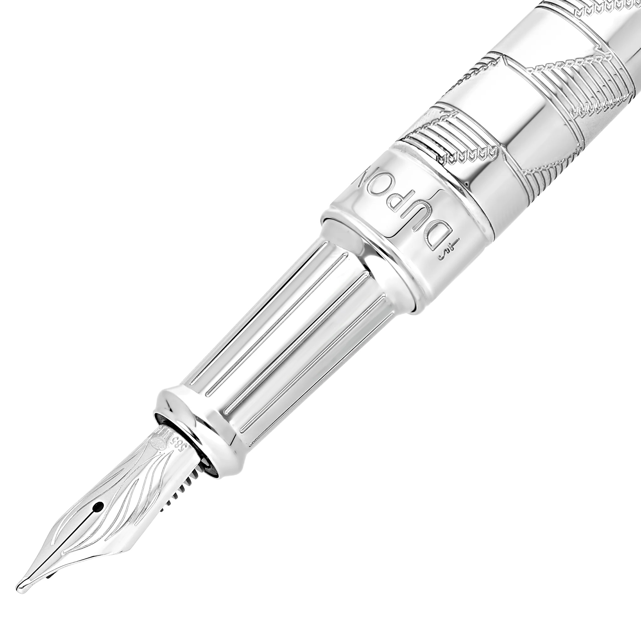 S.T. Dupont Line D Eternity Monogram 1872 Silver Large Fountain